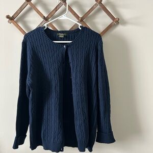 Eddie Bauer Navy Cable Knit Cardigan